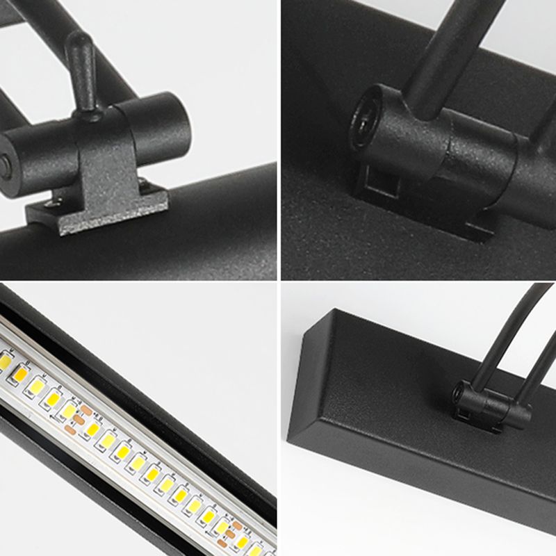 Metall lineare Schattenwandbeleuchtung moderner Spiegel 1-Licht-Wandmontage Leuchte in Schwarz