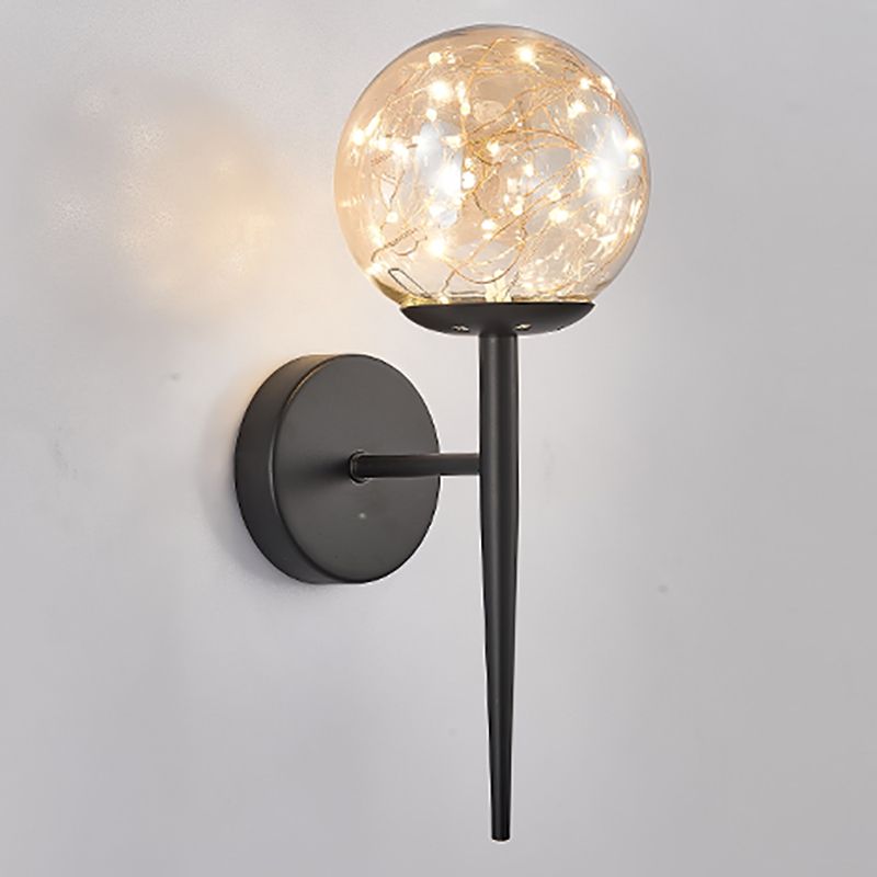 Nordic Glass Wall Light Globe Gypsophila 1 Light Wall Sconce for Bedroom