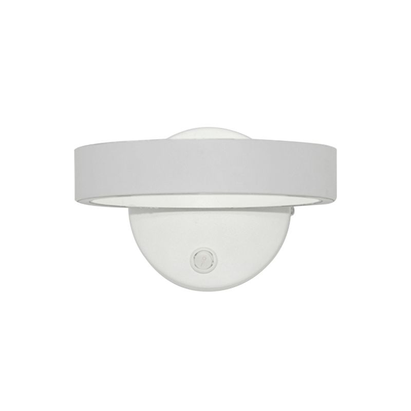 Minimalism Ring Wall Sconce Fixture Aluminum Warm/White Light LED Living Room Wall Lamp with Round/Rectangle Backplate in Black/White