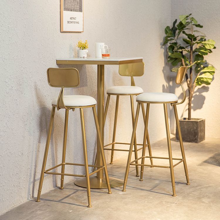 Artificial Marble Bar Table Glam Style Gold Base Bistro Table for Indoor