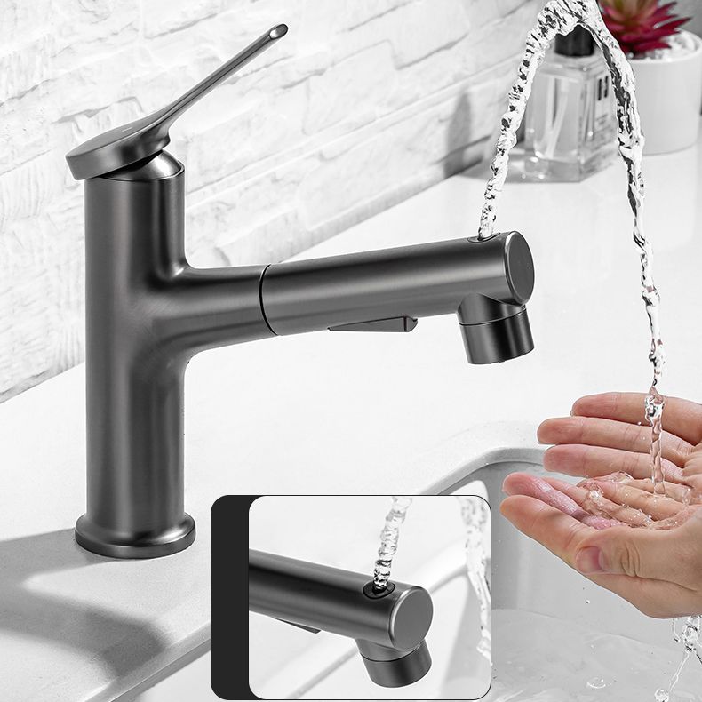 Modern Vessel Sink Faucet Lever Handle with Pull Down Sprayer