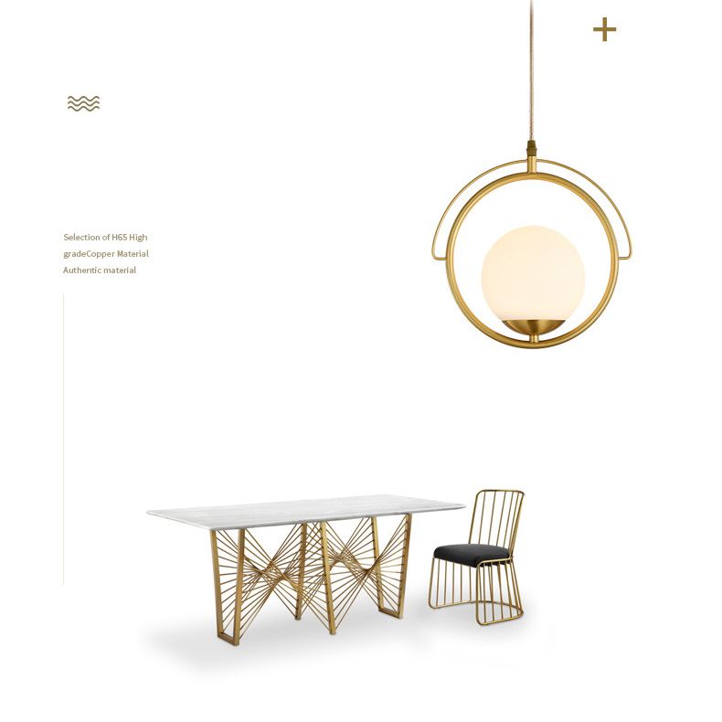 11.5 "Diameter Brassring Eenmalige lichtophanging Lamp Witglas Balschaduw Moderne stijl Verlichtingsarmatuur voor slaapkamer