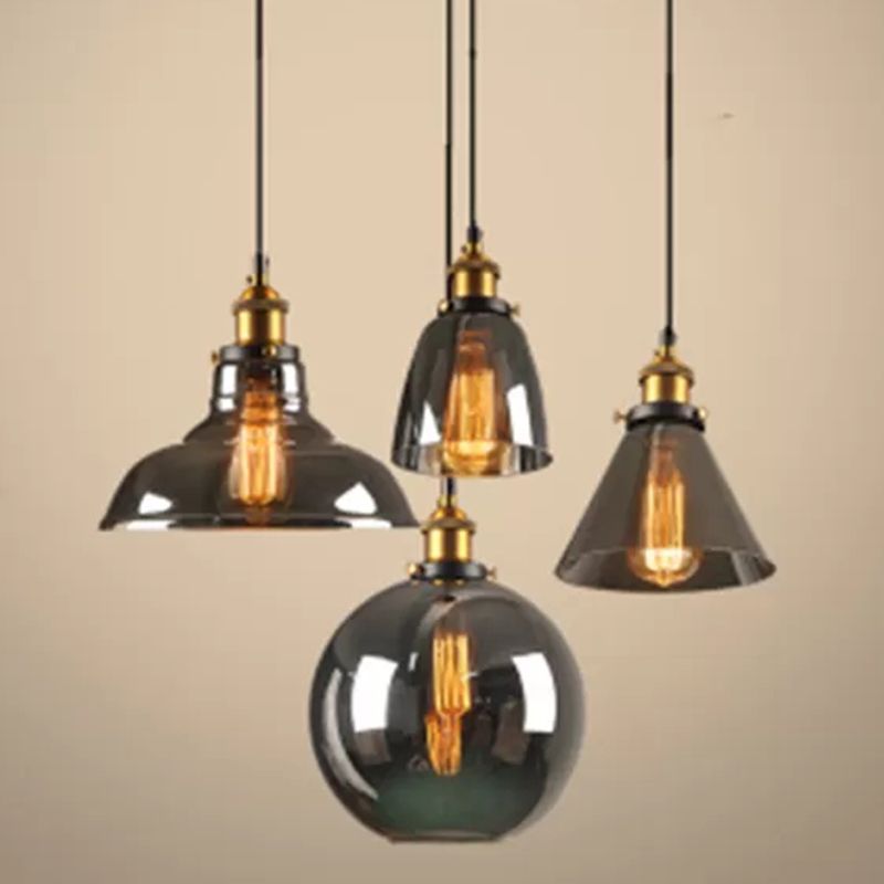 Retro Industrial 1 Lámpara de luz Lámpara de lámpara Alezo a mano iluminación colgante de vidrio para sala de estar