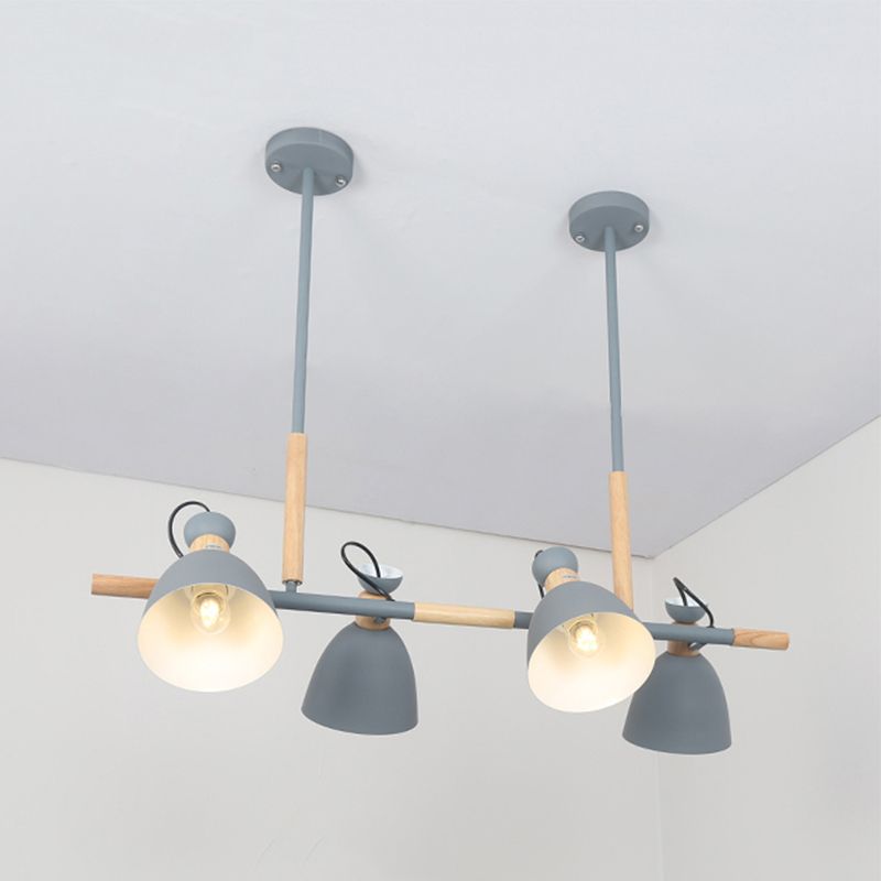 Metal Dome Shade Island Chandelier 4-Head Nordic Style Hanging Pendant Lamp in Green/Grey/White