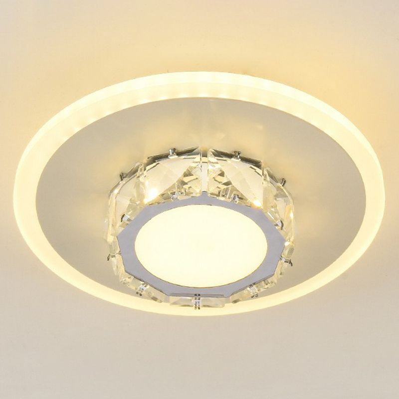 Plafonnier encastré de forme géométrique contemporaine, luminaire LED pour couloir en cristal
