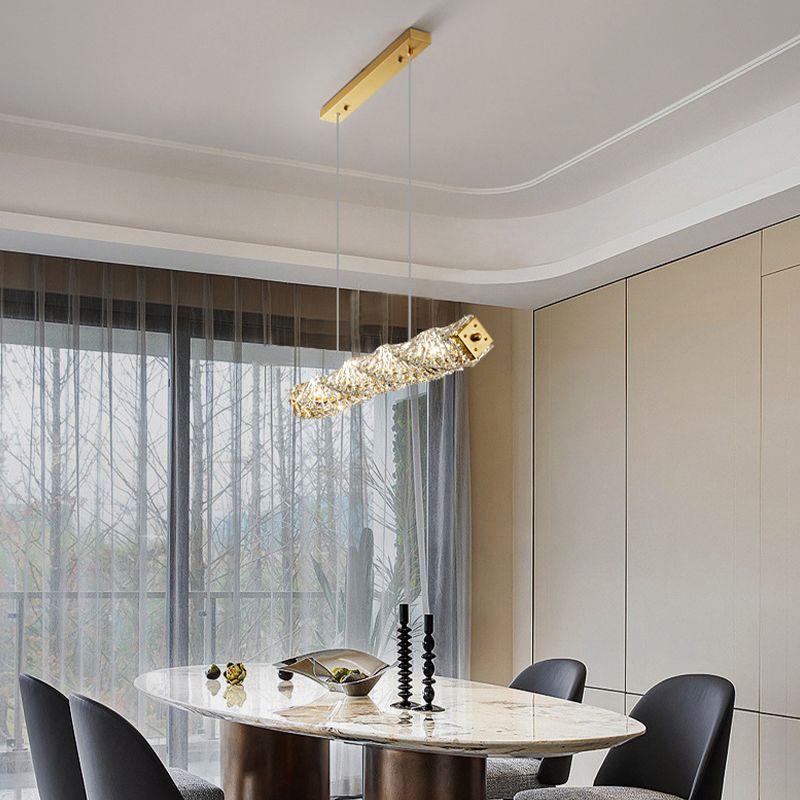 Single Modernism Golden Ceiling Light LED Crystal Kitchen Island Lighting
