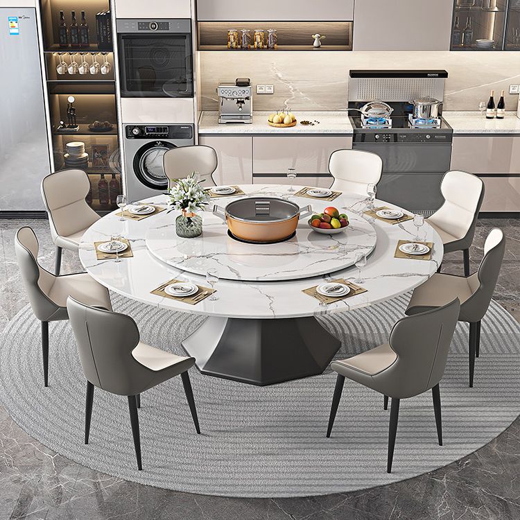 Contemporary 1/4/5/7/9/13 Pieces Furniture Round Stone Dining Set in White