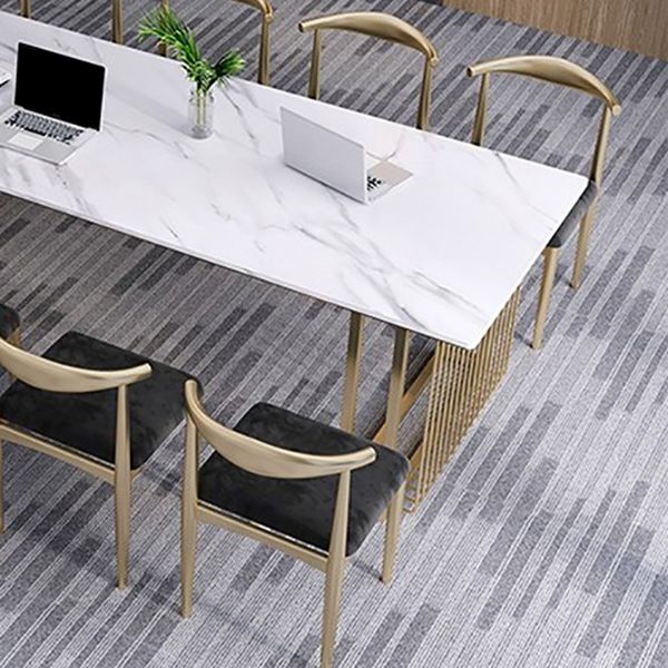 Rectangular Shaped Modern Office Table Stone Writing Desk in White