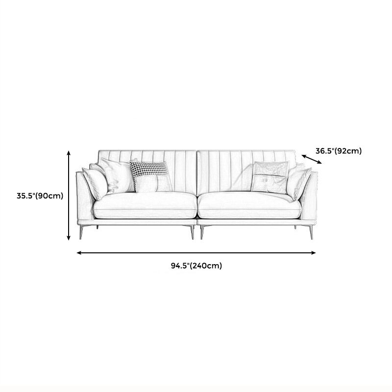 Modern Style Solid Wood Base Namib & White Leather Rectangular Sofa