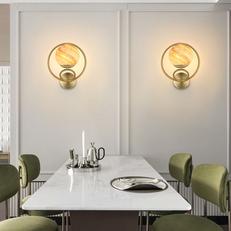 Contemporary Wall Sconce Globe Glass Wall Light Fixture for Living Room