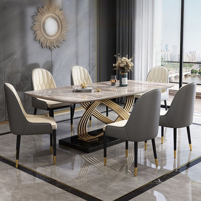 Nordic Glam Sintered Stone Dining Table Set 1/2/5/7 Pieces Dining Set for Home
