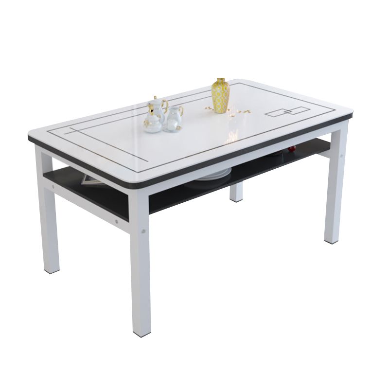 Modern Tempered Glass Desktop Rectangle Dining Table for Dining Room