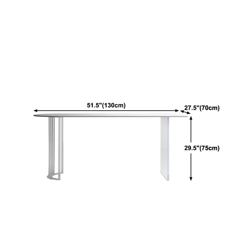 White Stone Dining Table Contemporary Dining Table with Sled Base