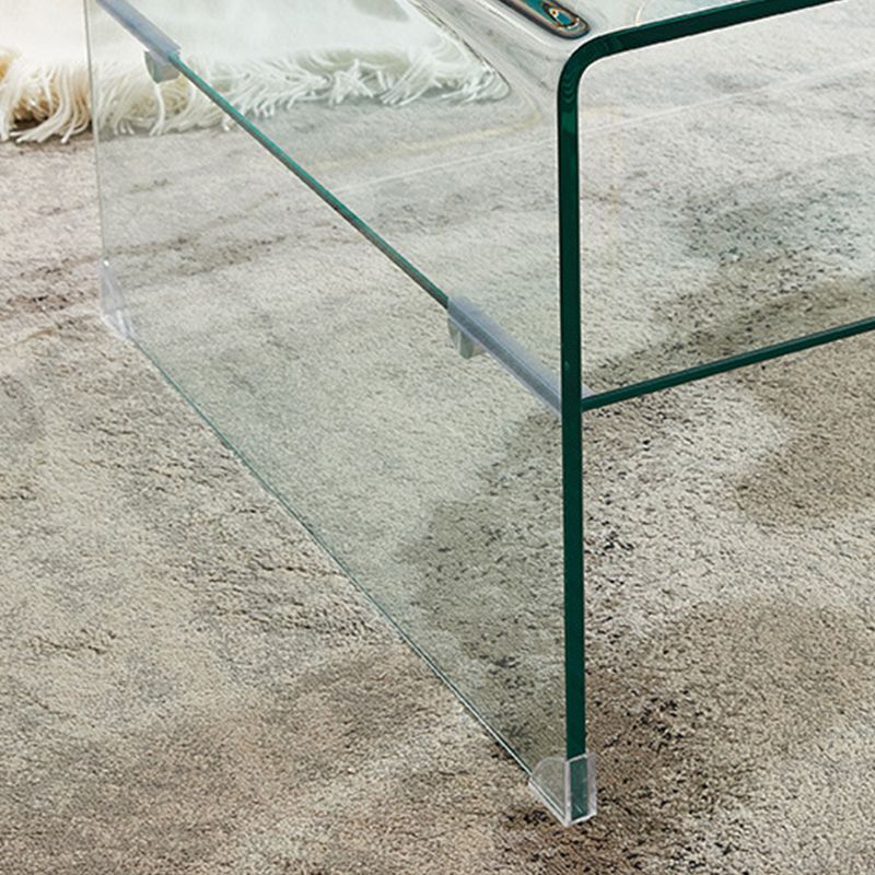 Modern Style Black/transparent Rectangular Coffee Table with Tempered Glass Top