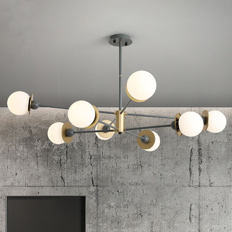 Starburst Chandelier Light Fixture Glass Dinning Room Hanging Chandelier in Grey