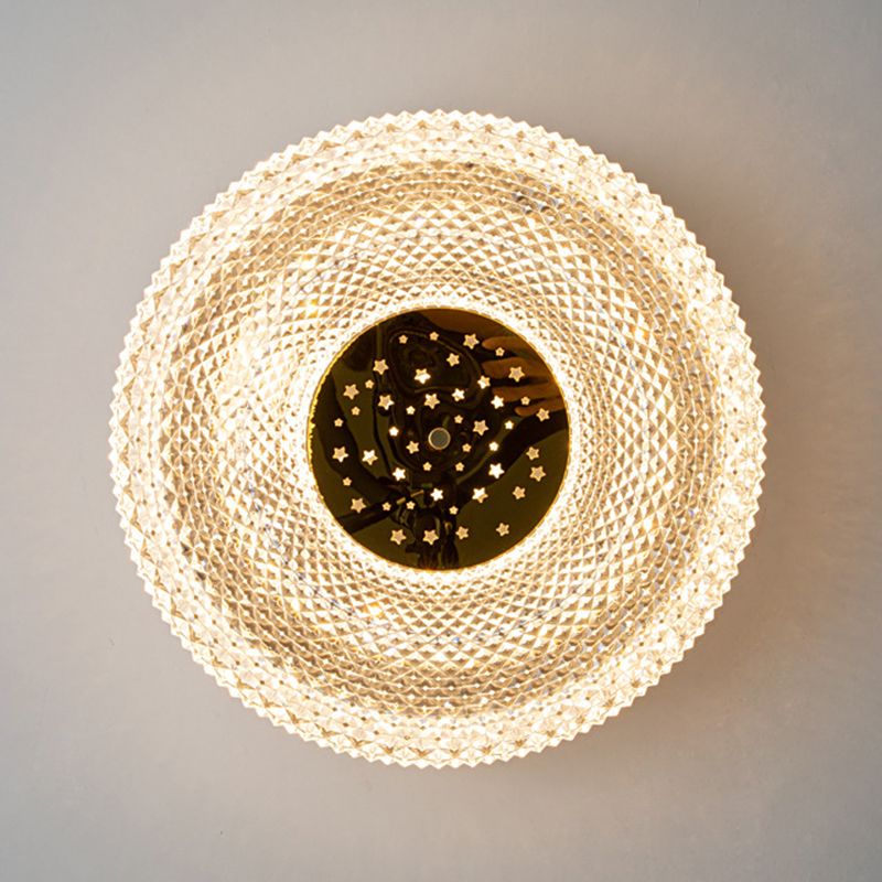 Modern Circular LED Flush Mount Lighting Golden / Black Ceiling Light for Bedroom