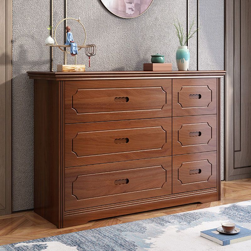 Rubber Wood Contemporary Storage Chest Bedroom Chest in Brown with Drawers