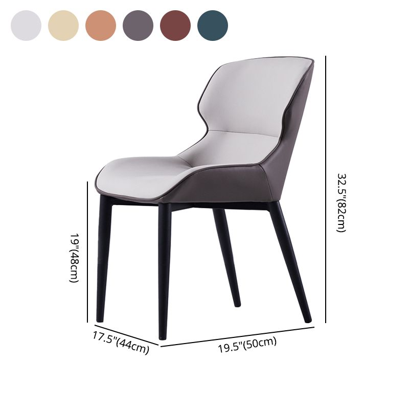 Silla de comedor tapizada de metal con respaldo de alas para interiores industriales (juego de 2)