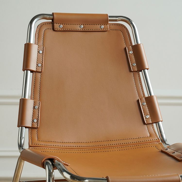 Modern Style Side Chair Leather Metal Base Dining Chair for Home