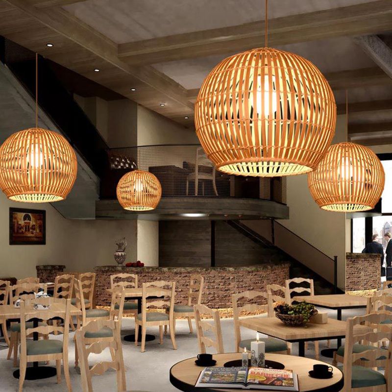 Asie du Sud-Est Globe Globe Light Bamboo Single Restaurant suspension