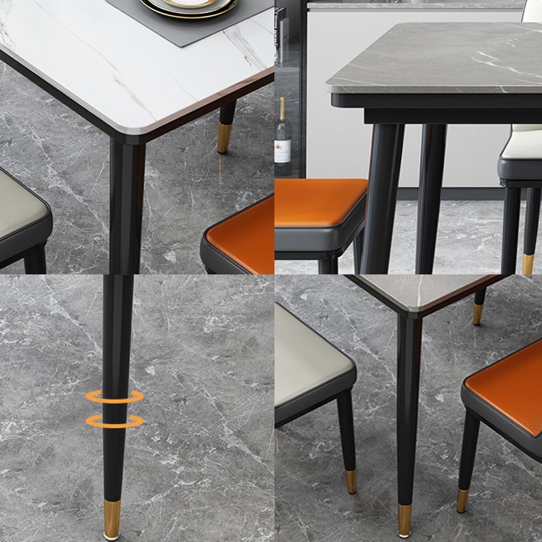 Mesa de comedor industrial con tapa de piedra sinterizada de forma rectangular de cocina con base de 4 patas