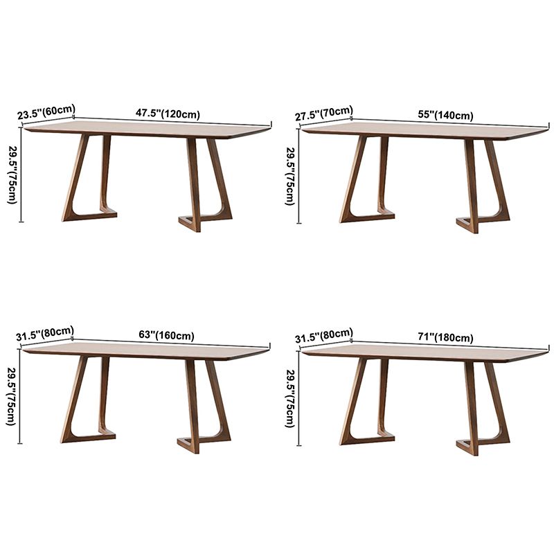 Contemporary Kitchen Standard Dining Table Solid Wood Rectangle Dining Table in Brown