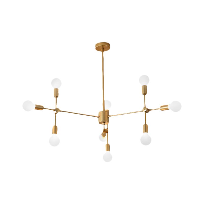 Sputnik Living Room Hanging Chandelier Opal Glass 9/12/15 Lights Modernist Hanging Lamp in Black/Gold