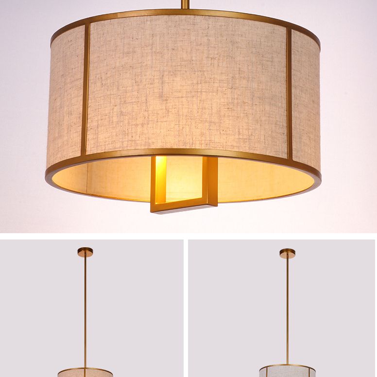 Feuille simple tissu tambour suspendu minimaliste salon suspendu avec une bielle suspendue en acier en carbone de 47 "