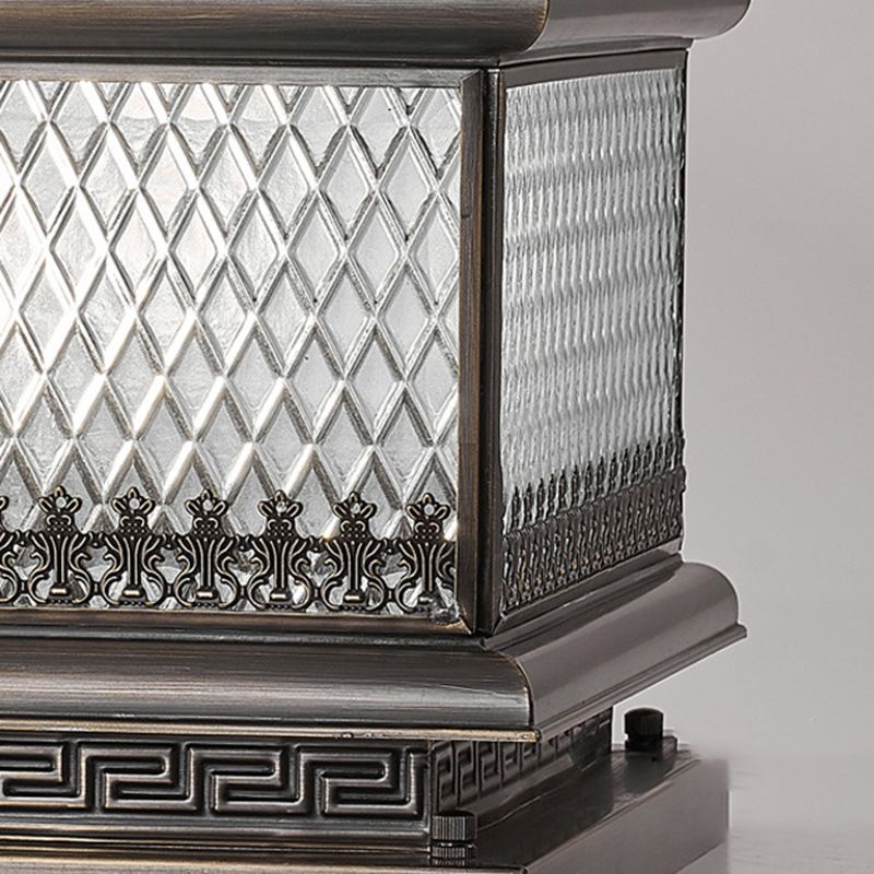 Metal Rectangular Shape Outdoor Lights Modern Style 1 Light Solar Pillar Lamp in Bronze