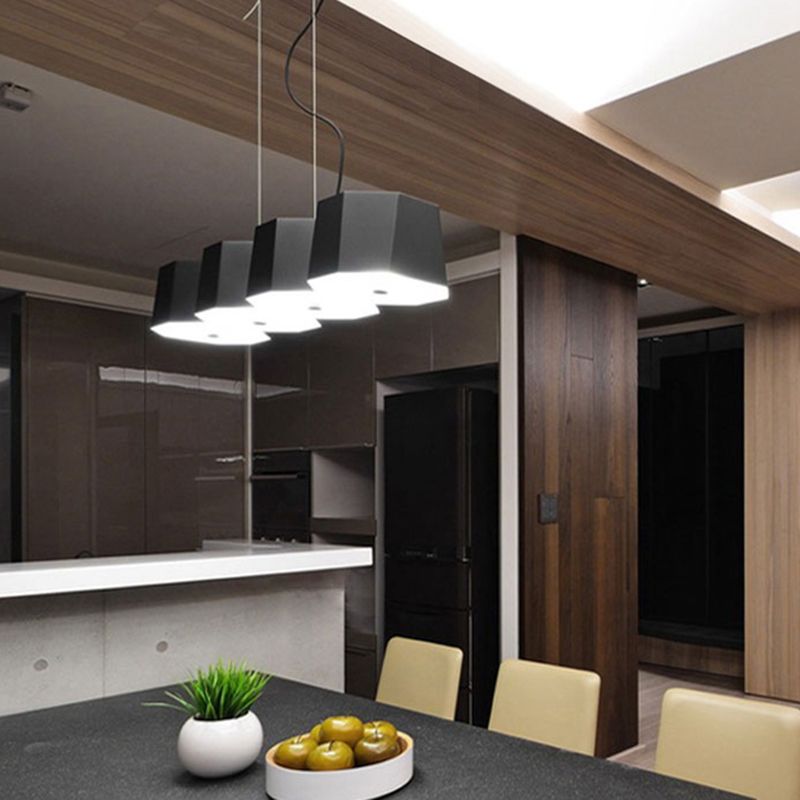 Modern Geometric Metal Kitchen Island Ceiling Light Black Island Hanging Light