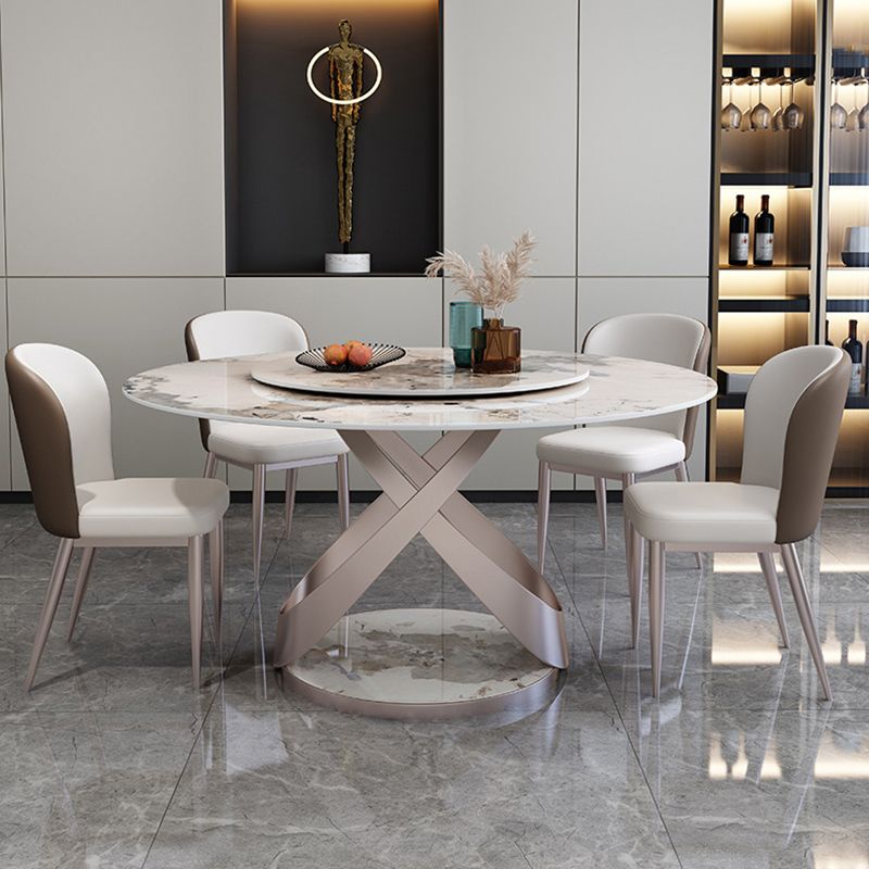 Glam Parsons Side Chair Leather Indoor Dining Chair with Metal Base