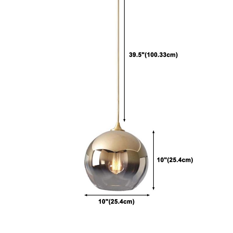 Modern Luxury Indoor Pendant Light Wrought Iron Globe Hanging Lamp with Glass Shade