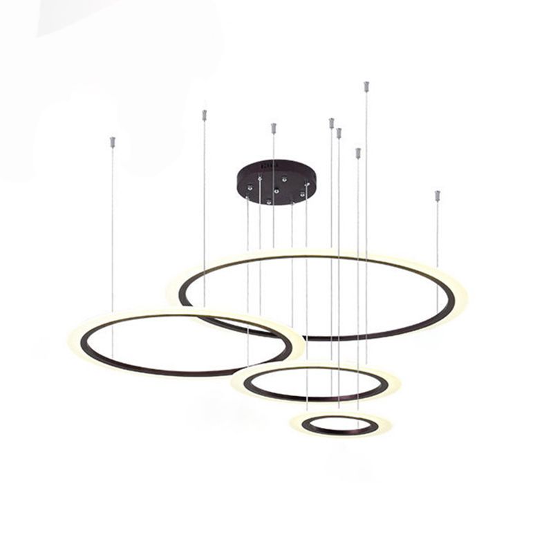 Grande moderno lampadario moderno multipli anelli lampadario apparecchi di illuminazione in metallo lampadario