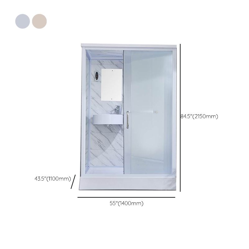 Single Sliding Tempered Glass Shower Stall Rectangle Frosted Shower Kit