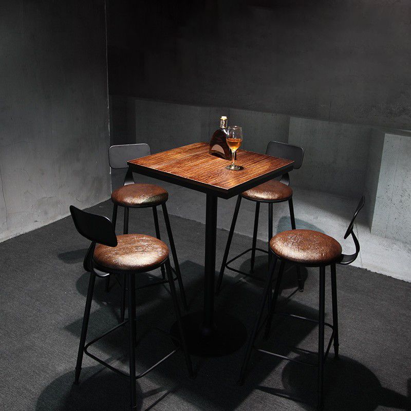 Industrial Wood Pub Dining Set 1/3/5 Pieces counter Table with Upholstered Stools