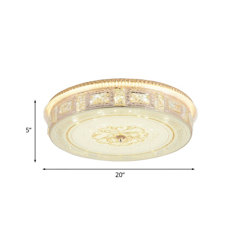 Projecteur LED encastré en cristal moderniste or rond/carré salon motif floral éclairage de plafond