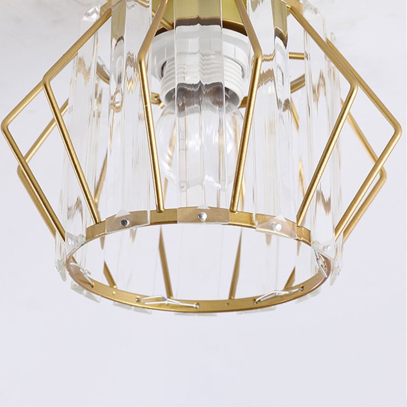 Crystal Shaded Semi Flush Light Fixture Minimalist-Style Close to Ceiling Lamp