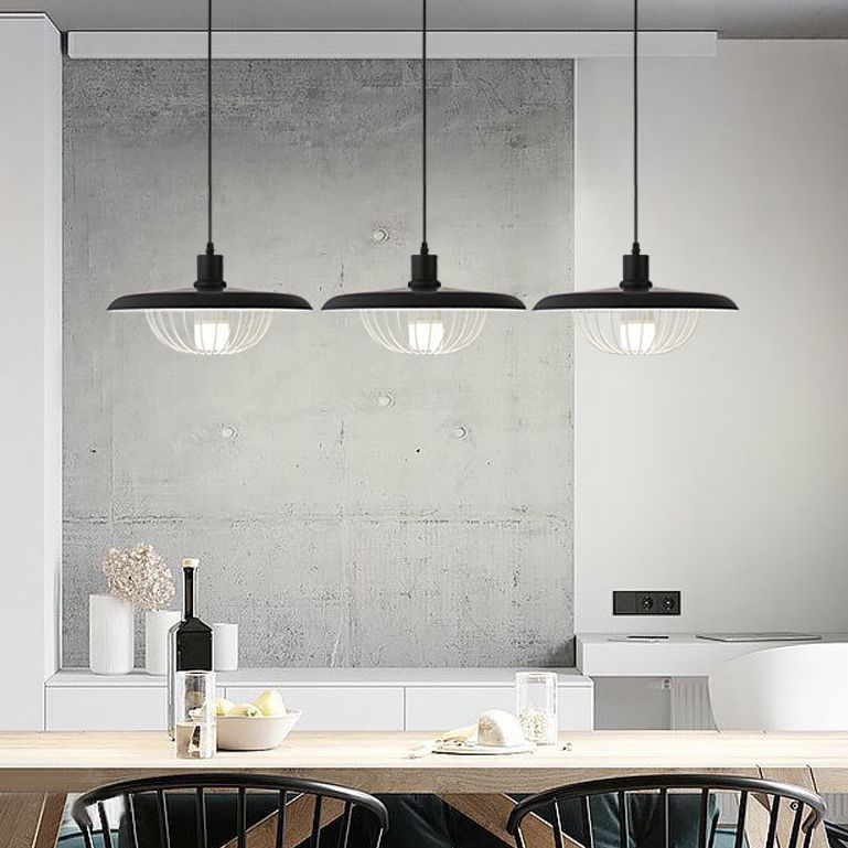 Stile moderno a sospensione a ciondolo a filo lampada gabbia giù per il ciondolo di illuminazione con tonalità metallica