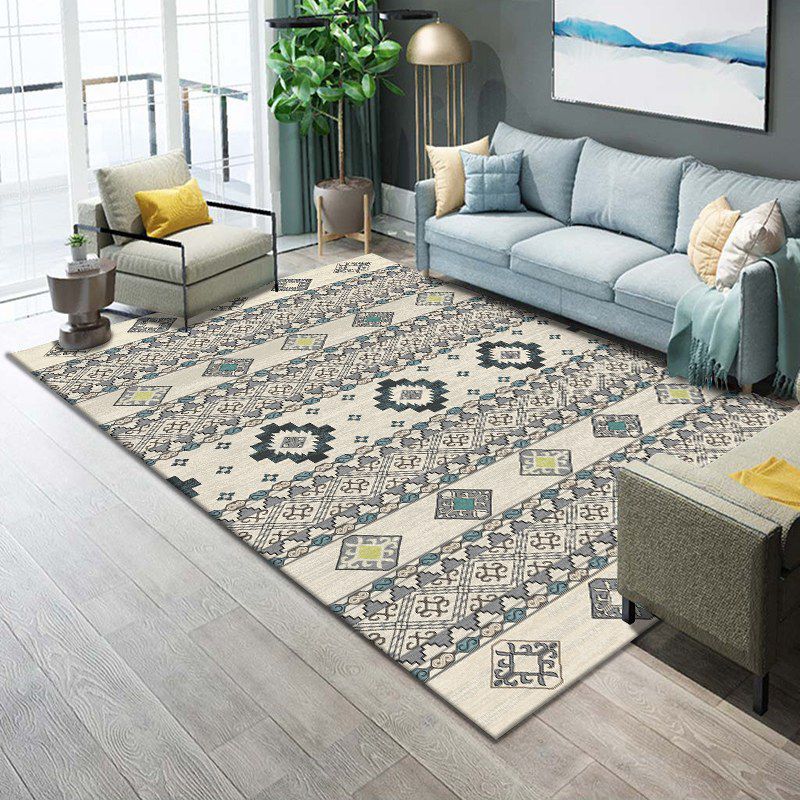 Continuous Pattern Area Rug Carpet Stain Resistant Rug for Living Room