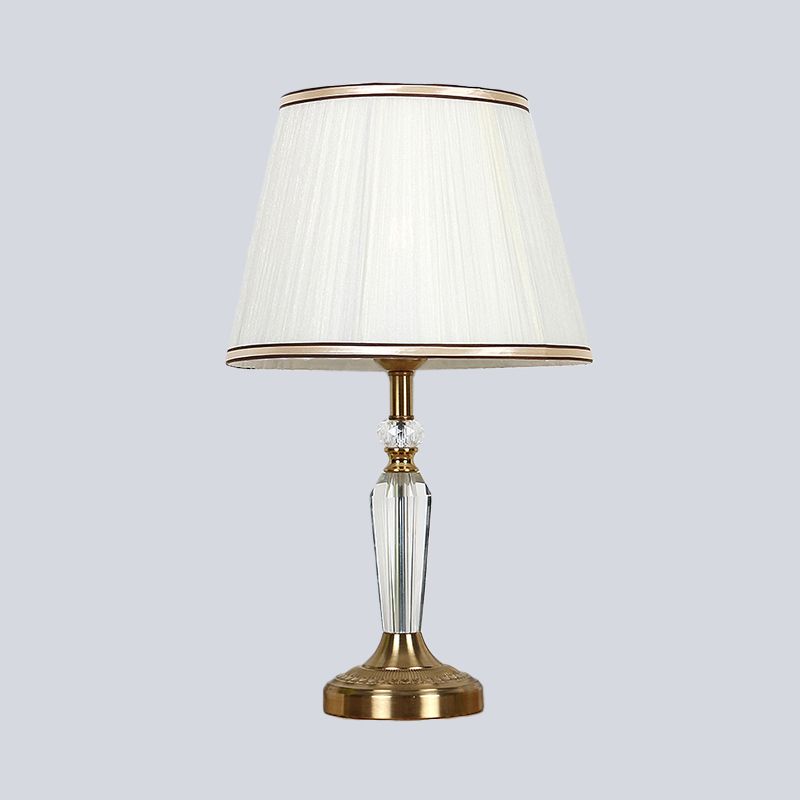 Lampada da tavolo con paralume a botte Modernista in tessuto 1 testa Lampada da lettura bianca per soggiorno