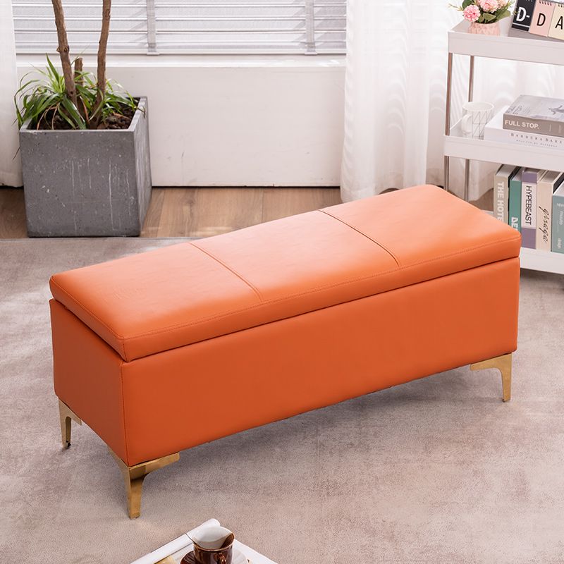 Glam Rectangle Storage Seating Bench Cushioned Backless Bedroom Bench