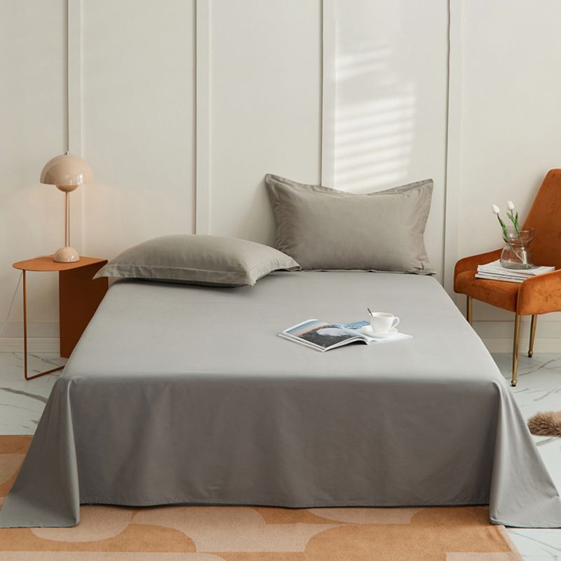 Bed Sheet Pure Color Soft Cotton Breathable 1-Piece Fitted Sheet
