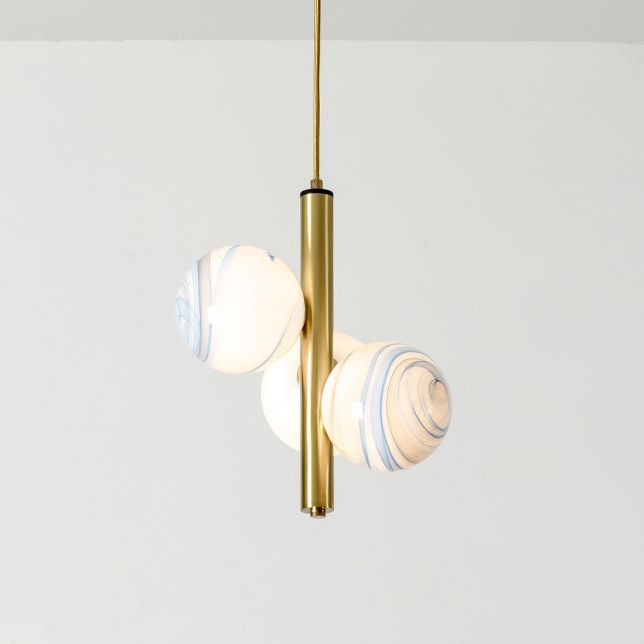 Moderno lampadario lineare minimalista lampadario sferico in vetro smerigliato 3 lampadario soffitto leggero