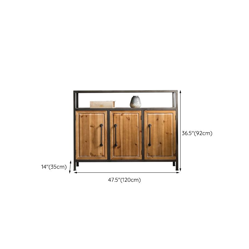 Industrial Rectangle Solid Wood With Doors Cabinet Distressed Wood Accent Cabinet