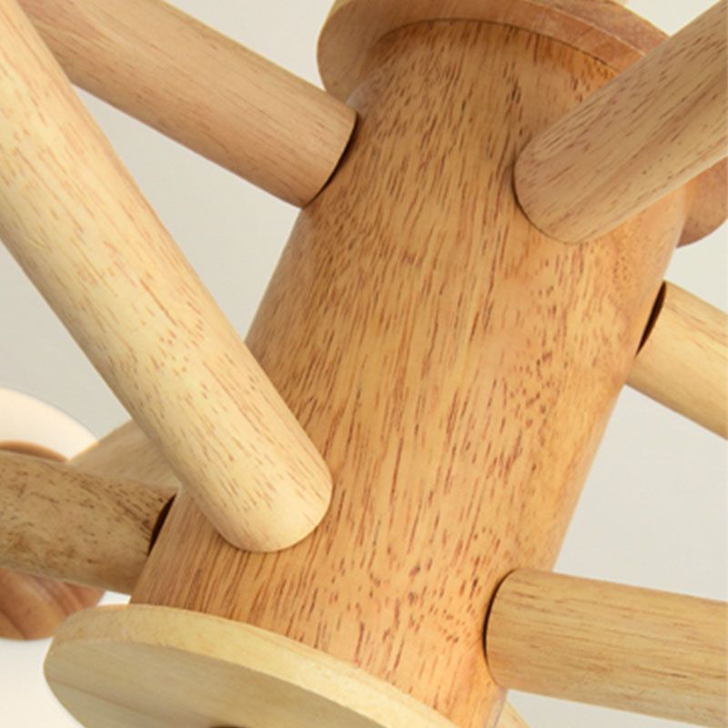 Kreative hölzerne Deckenleuchte mit Glasschatten für den Salon