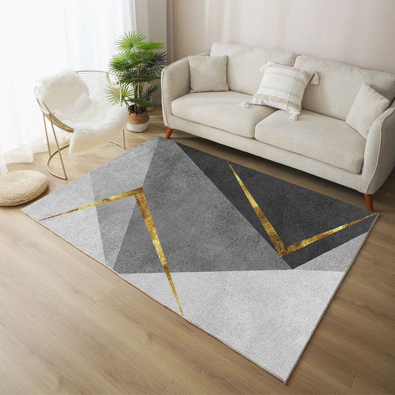 Fancy Grau Area Teppich Geometrisches Muster Polyesterbereich Teppich nicht rutscher Backing Teppich für Wohnkultur