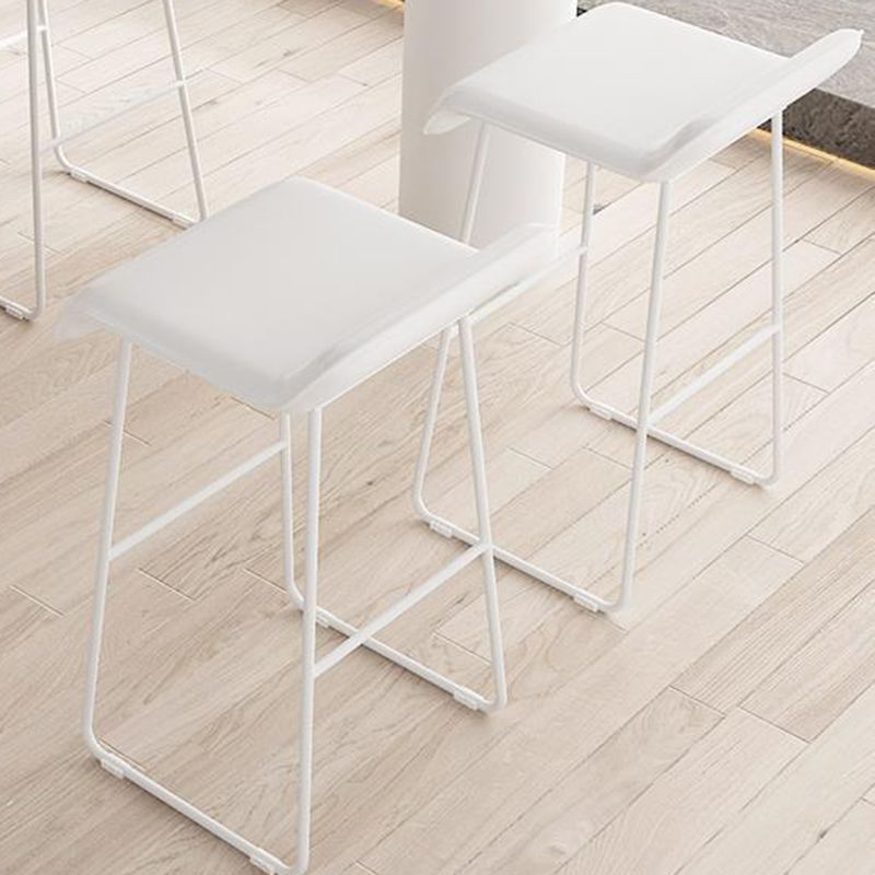 Faux Leather Armless Dining Stools Contemporary Bar Stools with Metal Base