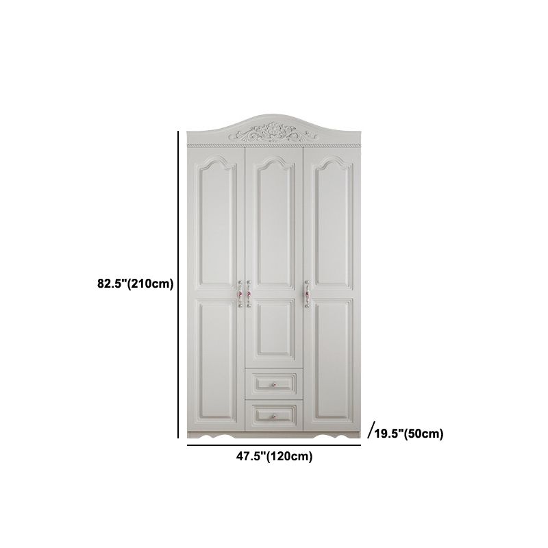 French Country White Storage Cabinet Hinged Door Cabinet with Drawers