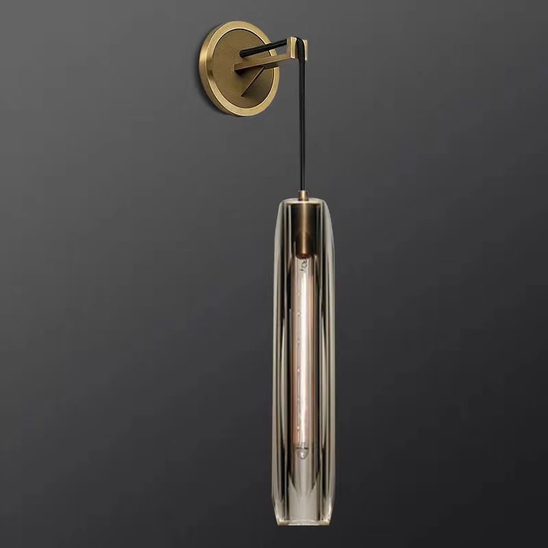 Modern Metal Wall Lighting Fixtures Cylinder Shape Wall Light with Crystal Shade