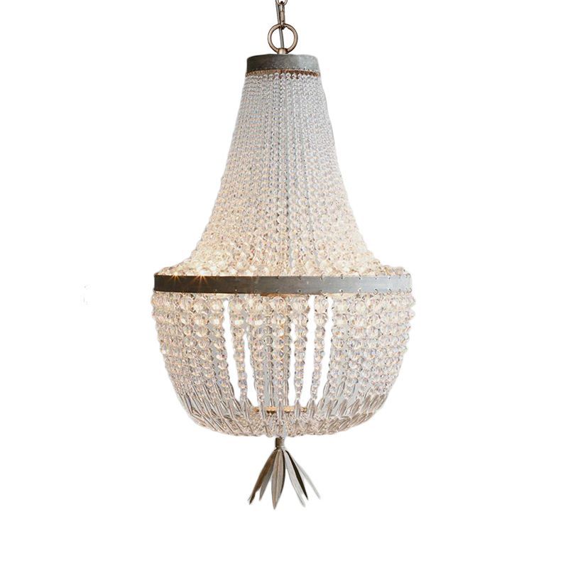 White Gourd Empire Chandelier Nordic Crystal 3 Bulbs Hanging Ceiling Light for Living Room